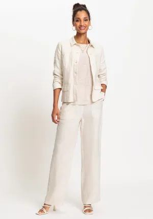 100% Linen Anna Fit Wide Leg Pull-On Pant