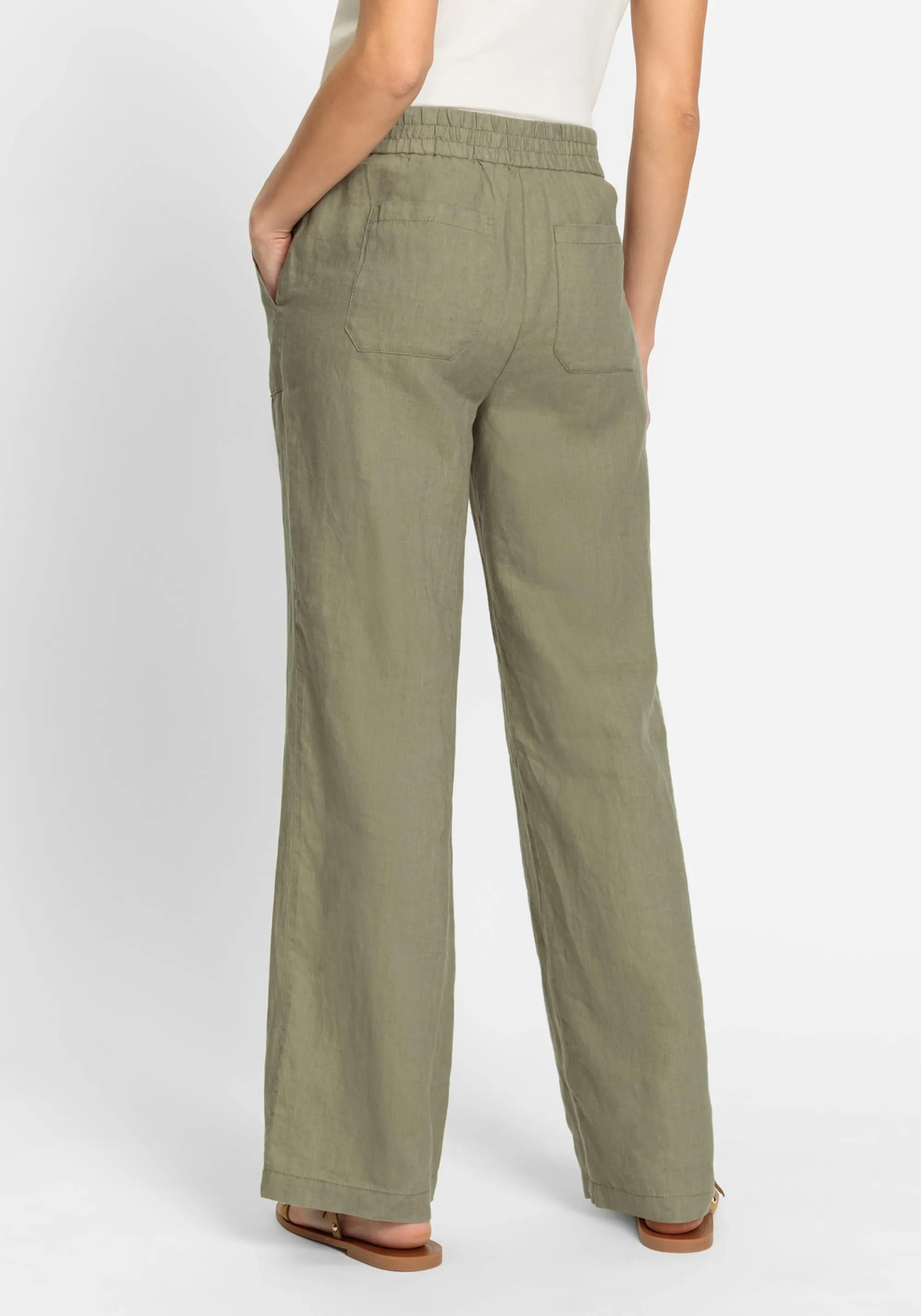 100% Linen Anna Fit Wide Leg Pull-On Pant