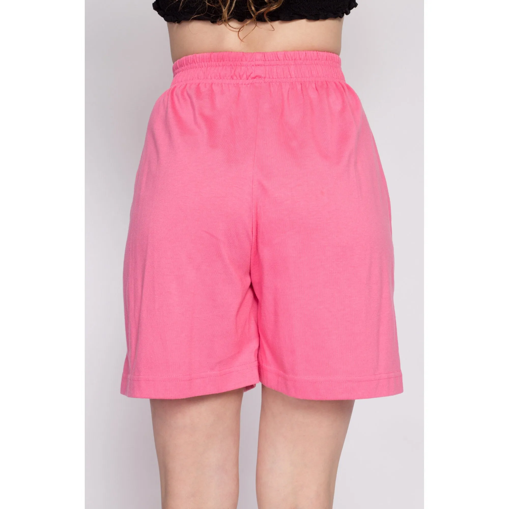 80s Pink Elastic Waist Shorts - Small to Medium