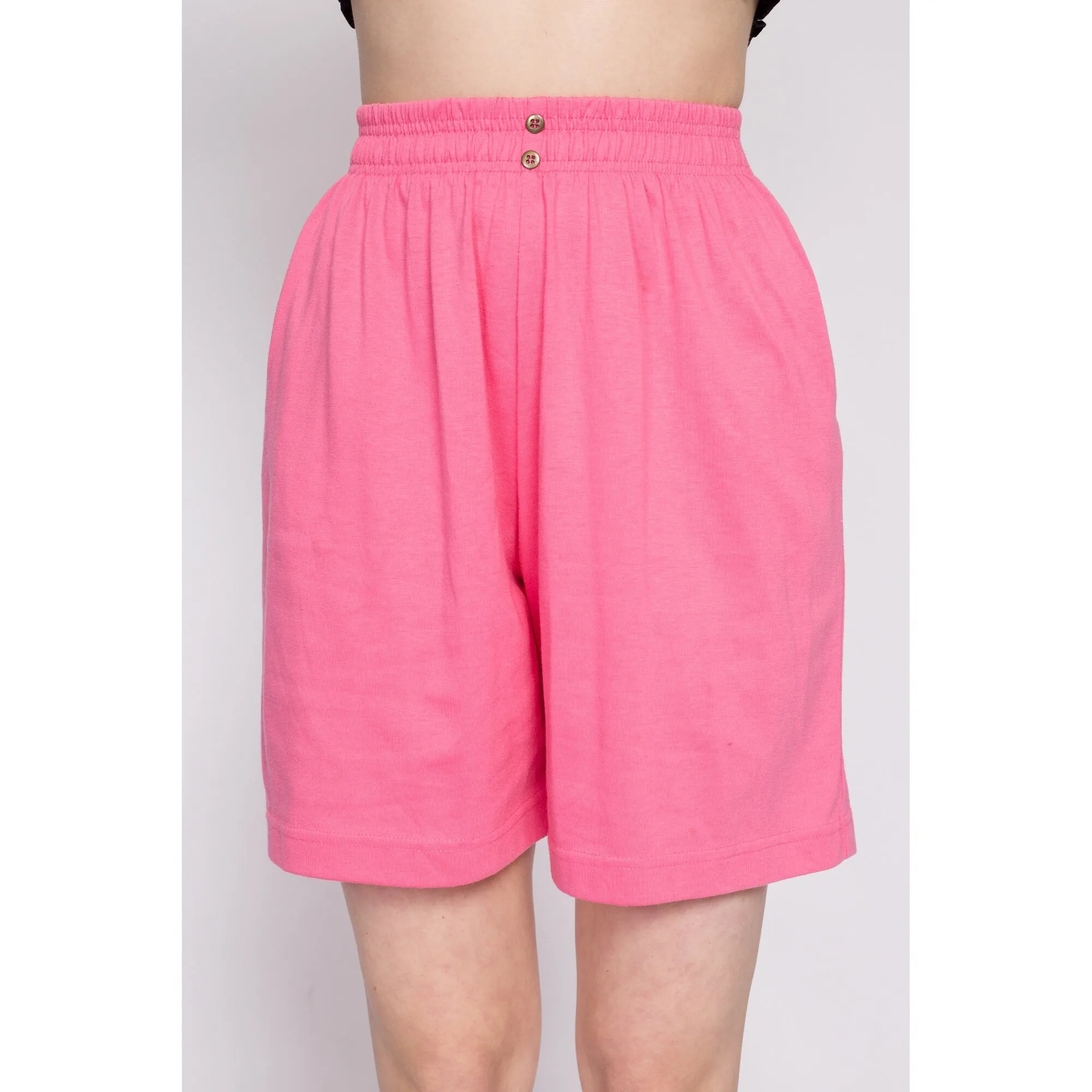 80s Pink Elastic Waist Shorts - Small to Medium