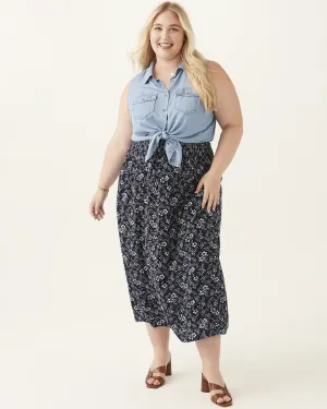 Arya Ruched Waist Midi Skirt | Royal Blue / Light Blue