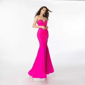 Ava Presley 39290 Strapless Crystal Sweetheart Maxi Slit Prom Dress Formal Pageant Gown