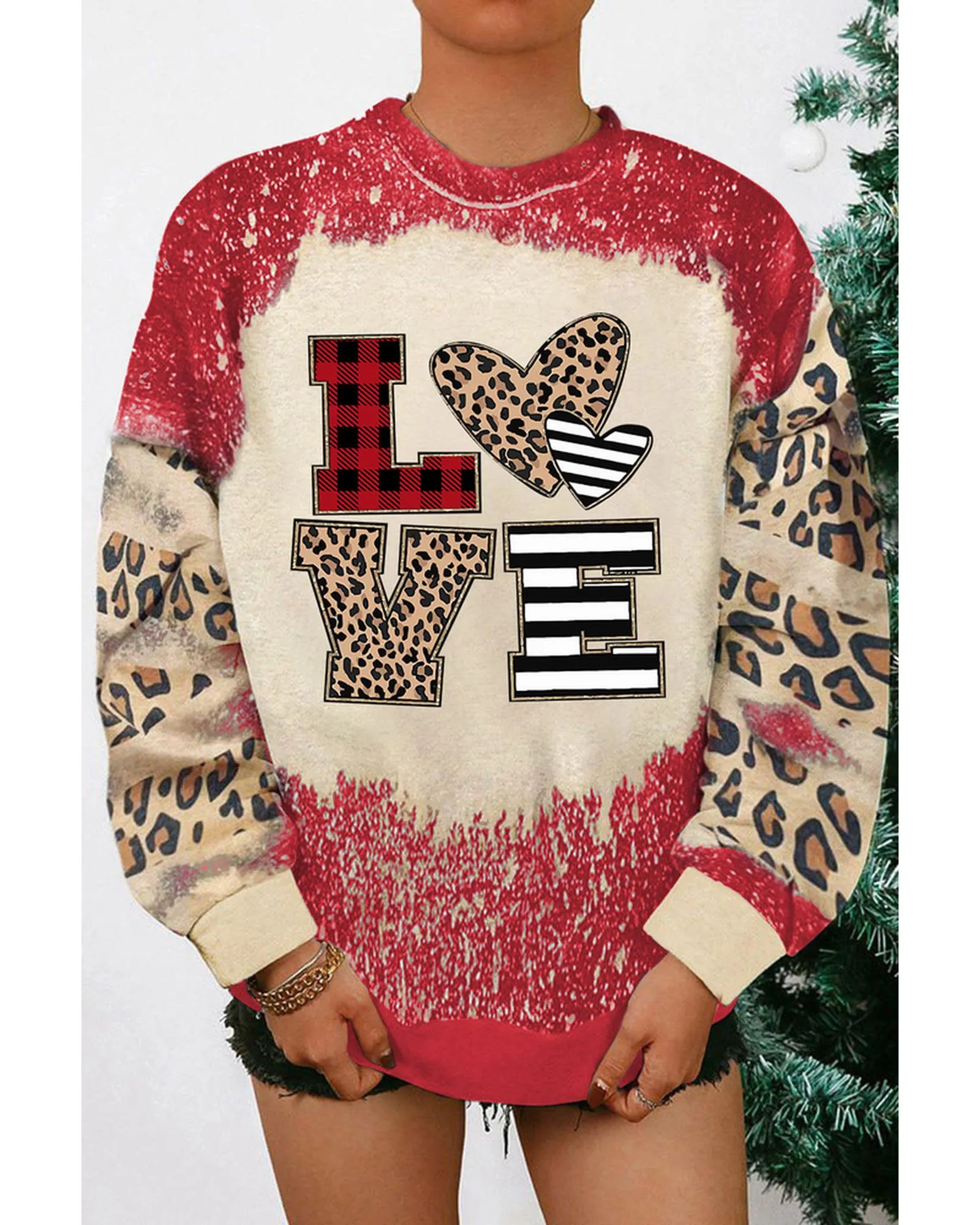 Azura Exchange Leopard LOVE Element Sweatshirt - M