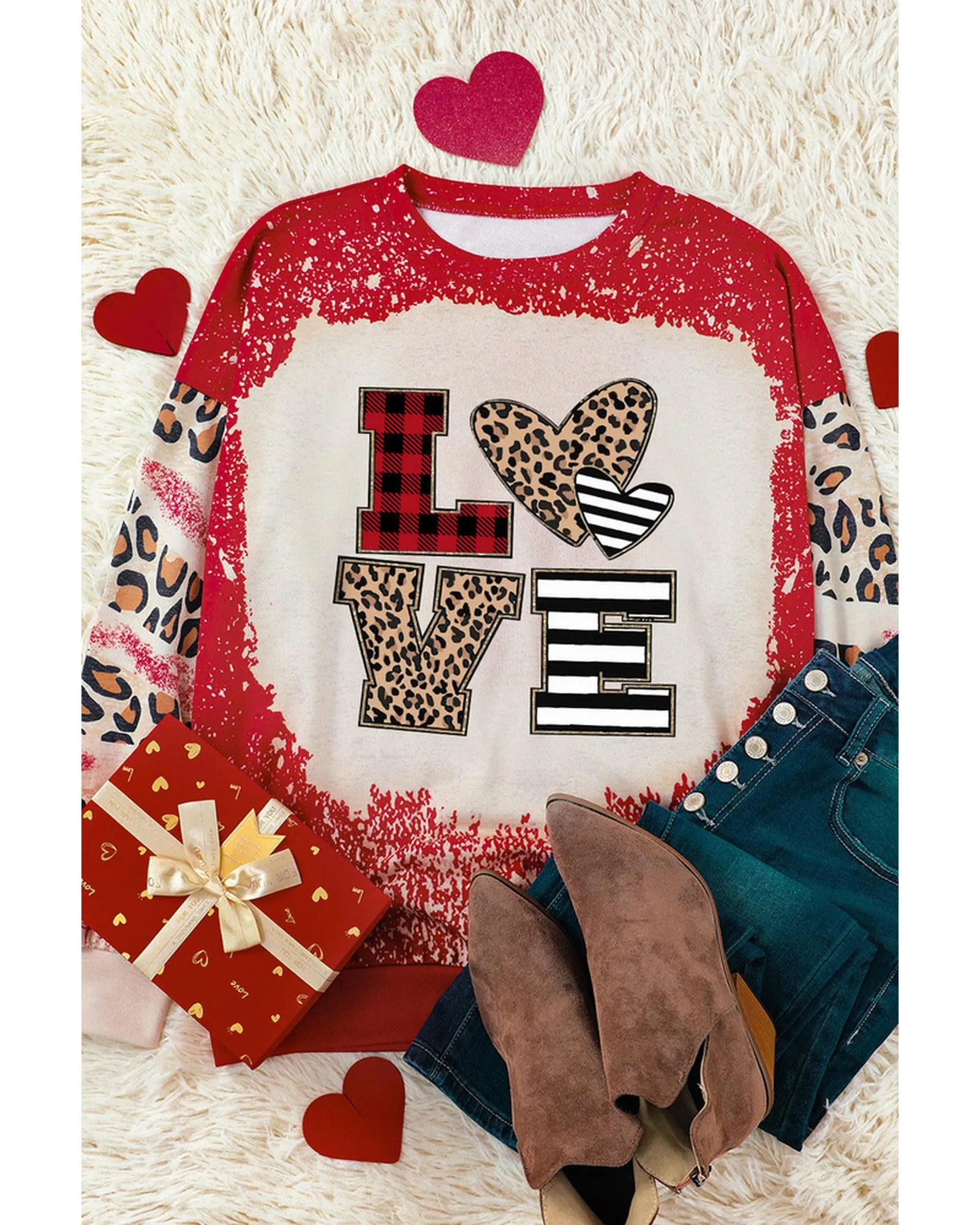 Azura Exchange Leopard LOVE Element Sweatshirt - M