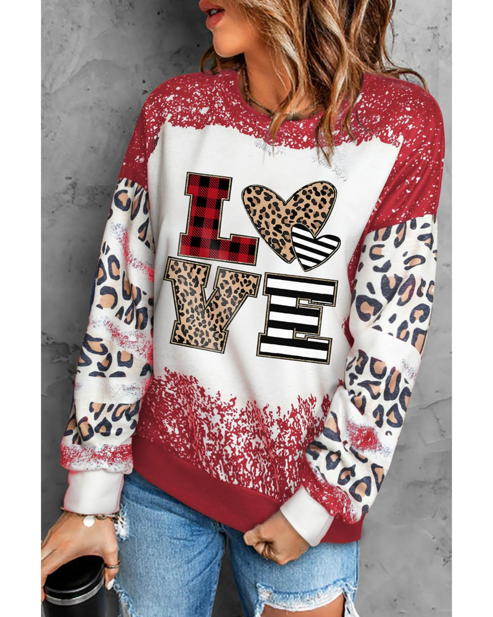 Azura Exchange Leopard LOVE Element Sweatshirt - M