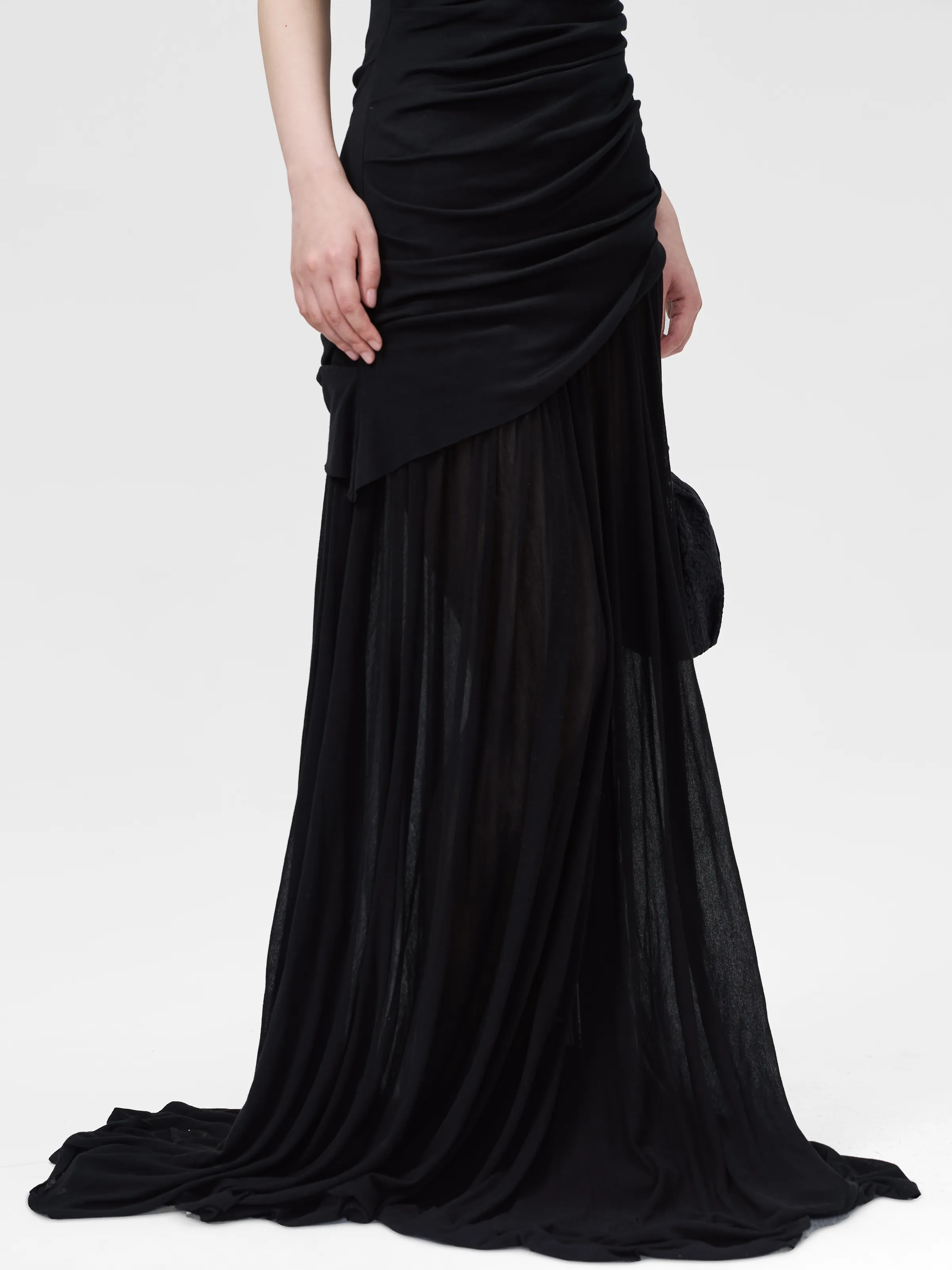 Black Knitted Swing Collar Maxi Dress