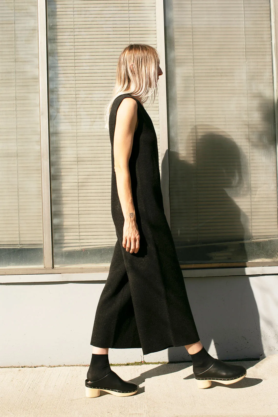 Black Melange Miter Jumpsuit