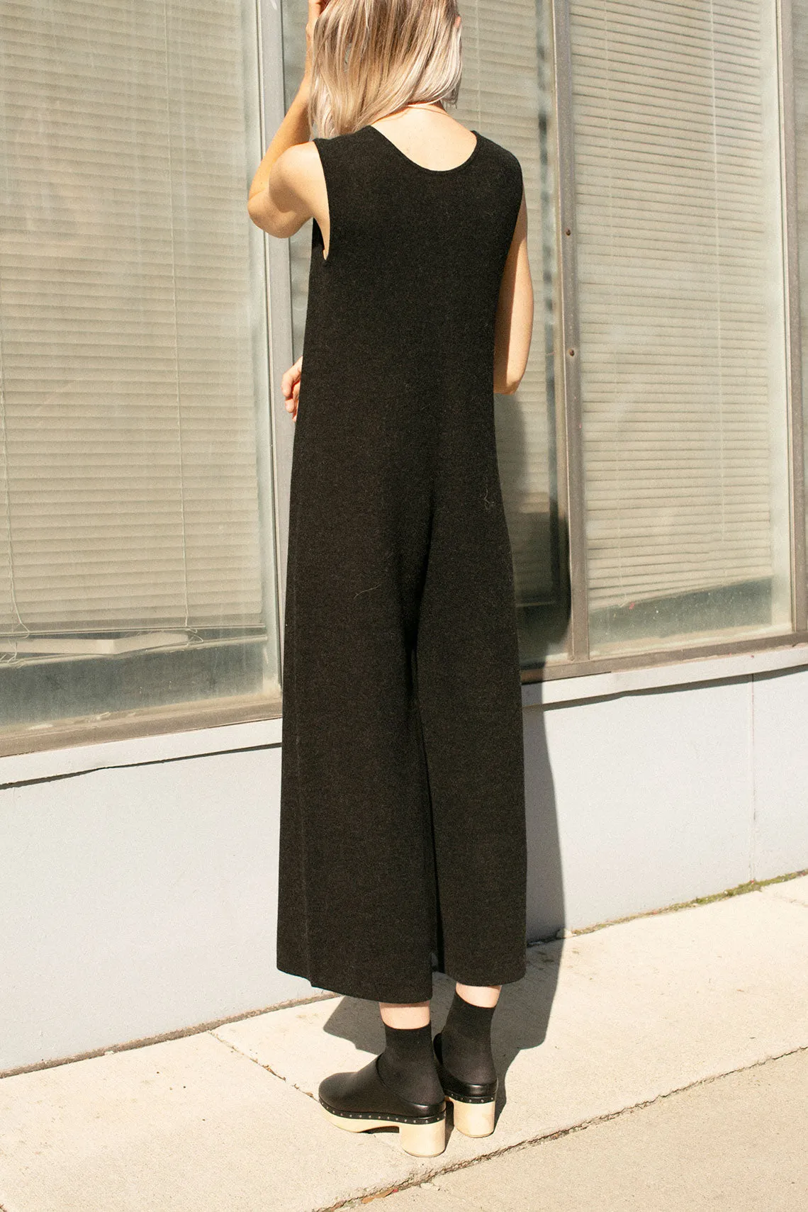 Black Melange Miter Jumpsuit