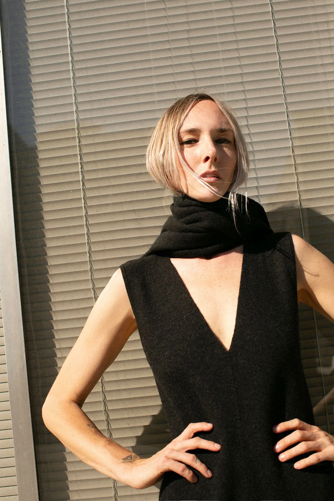 Black Melange Miter Jumpsuit