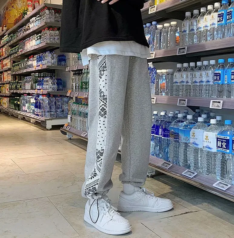Casual trendy personality drawstring trousers