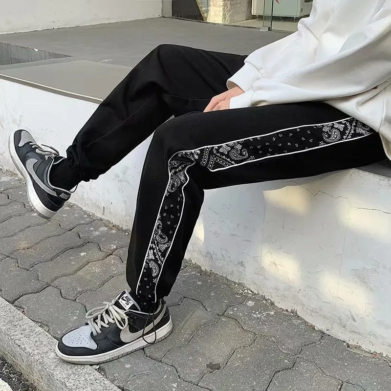 Casual trendy personality drawstring trousers