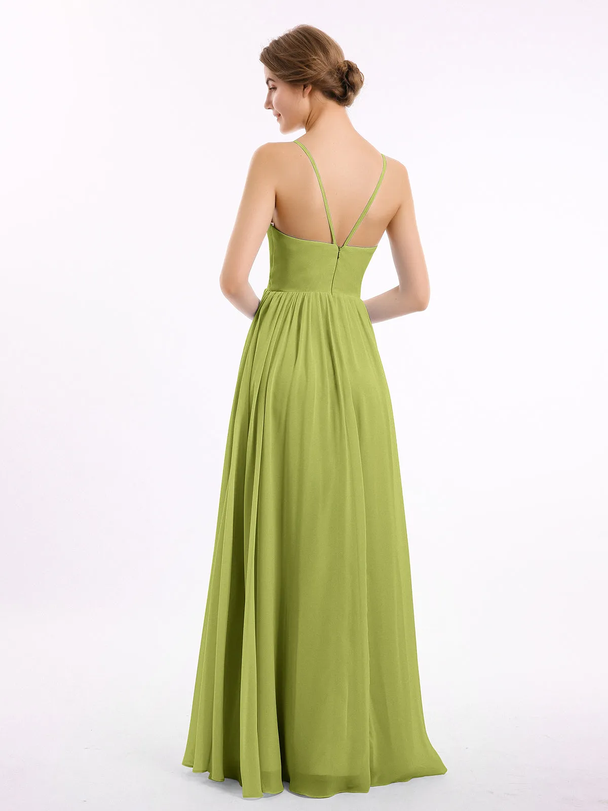 Chiffon Bridesmaid Dresses with Spaghetti Straps-Clover