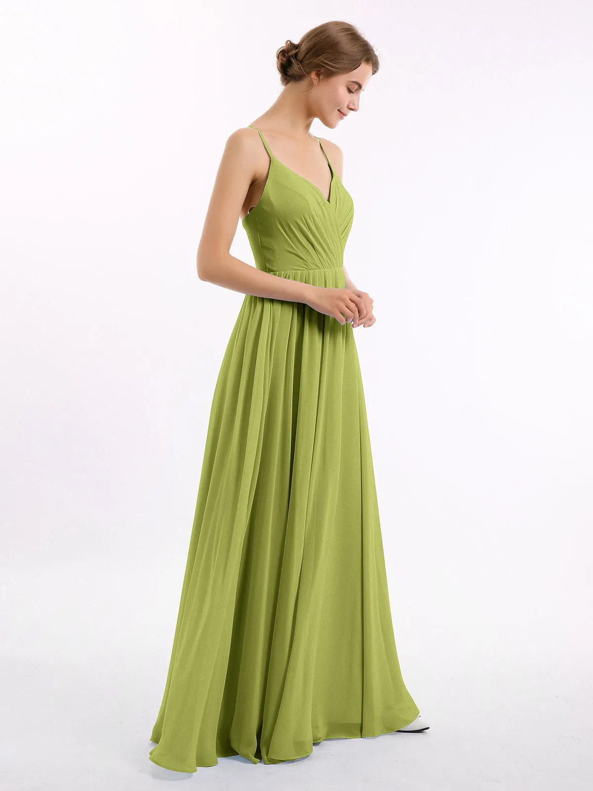 Chiffon Bridesmaid Dresses with Spaghetti Straps-Clover