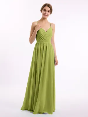 Chiffon Bridesmaid Dresses with Spaghetti Straps-Clover