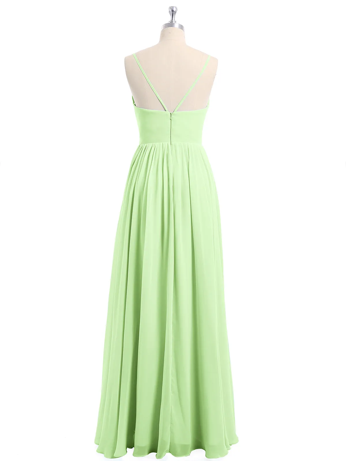 Chiffon Bridesmaid Dresses with Spaghetti Straps-Sage Plus Size