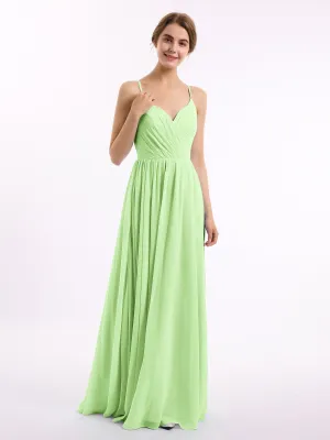 Chiffon Bridesmaid Dresses with Spaghetti Straps-Sage Plus Size