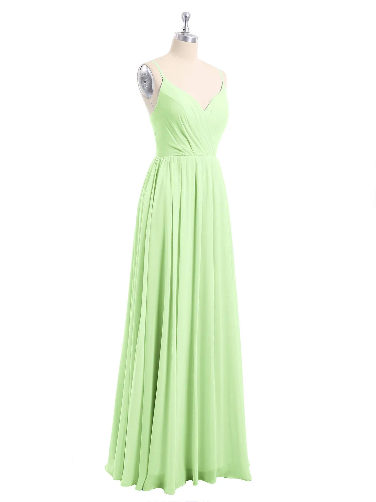 Chiffon Bridesmaid Dresses with Spaghetti Straps-Sage Plus Size