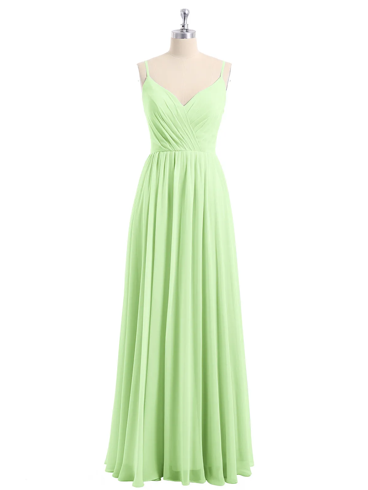 Chiffon Bridesmaid Dresses with Spaghetti Straps-Sage Plus Size