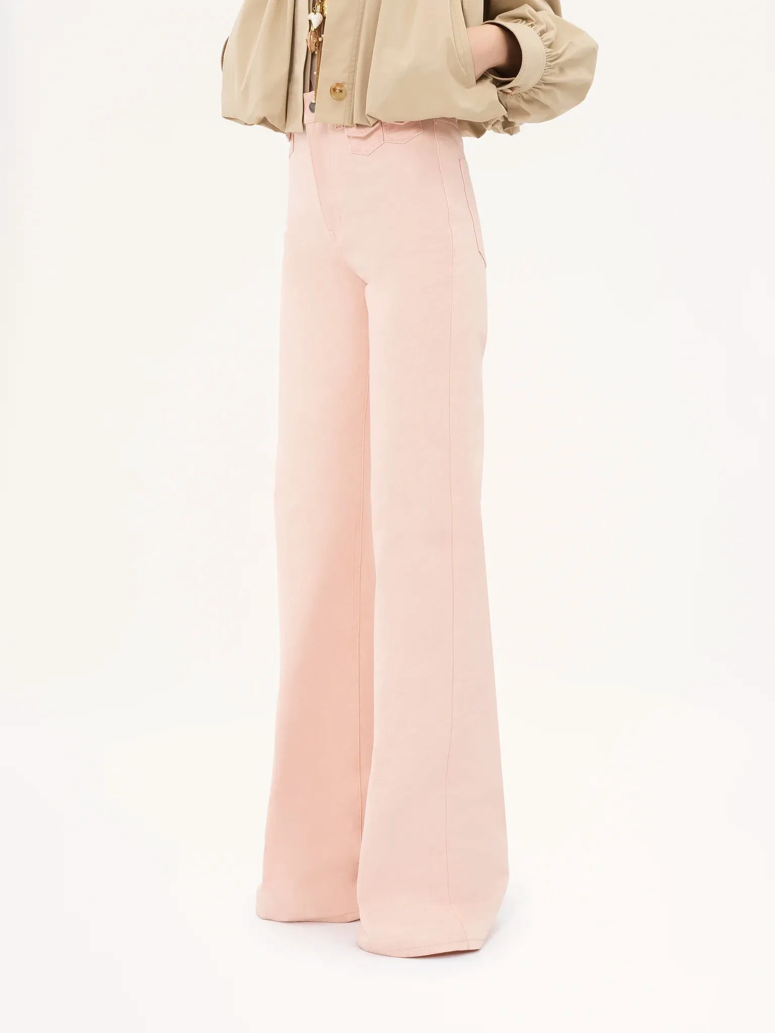 CHLOÉ HIGH RISE FLARED DENIM AIRY PINK