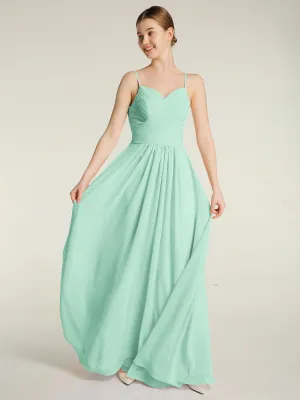 Cross Pleated Bodice Spaghetti Strap Dresses Mint Green Plus Size