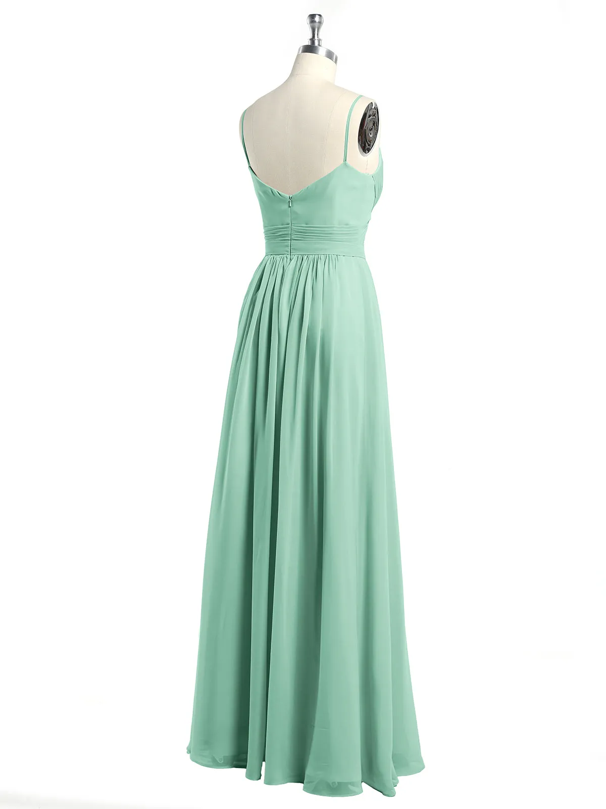 Cross Pleated Bodice Spaghetti Strap Dresses Mint Green Plus Size
