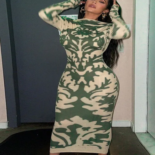 Daring Diva Tie Dye Print Bodycon Dress