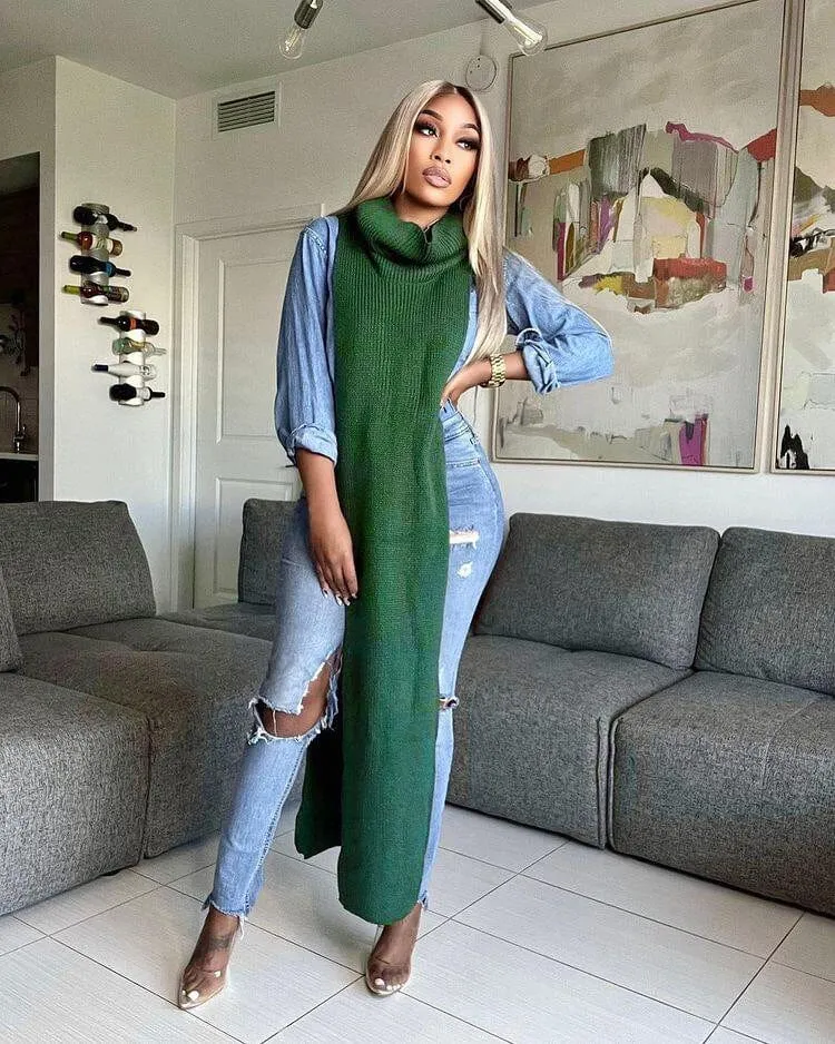 Daring Side Split Sweater Dress