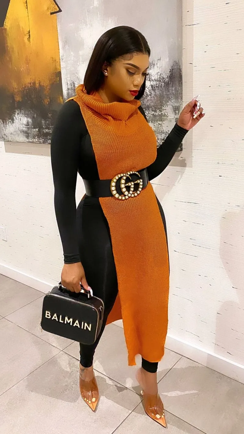 Daring Side Split Sweater Dress