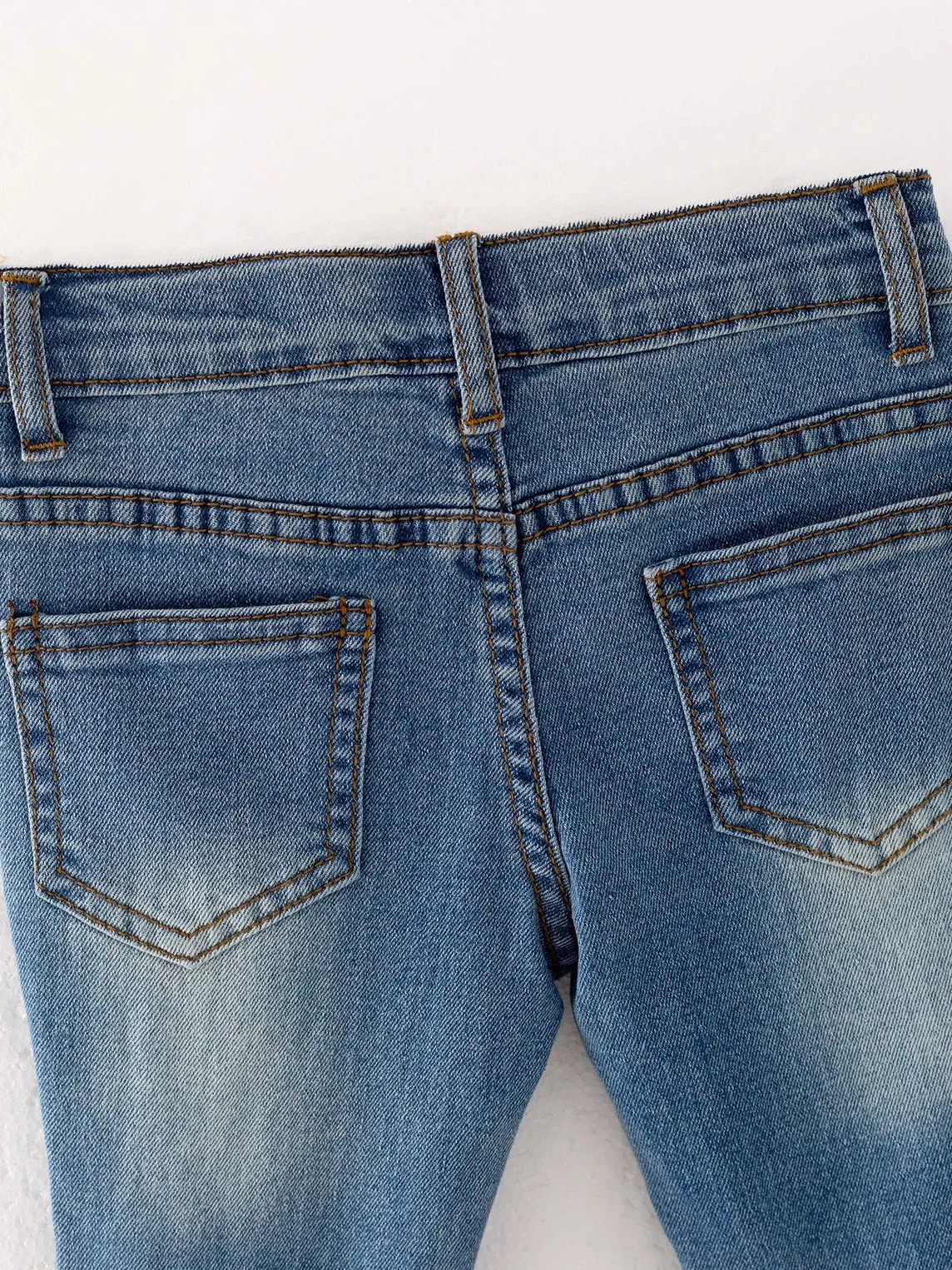 Double Layer Light Blue Bell-Bottoms Denim Jeans Pants Elastic