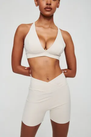 Dove White Crossover Waist Shorts