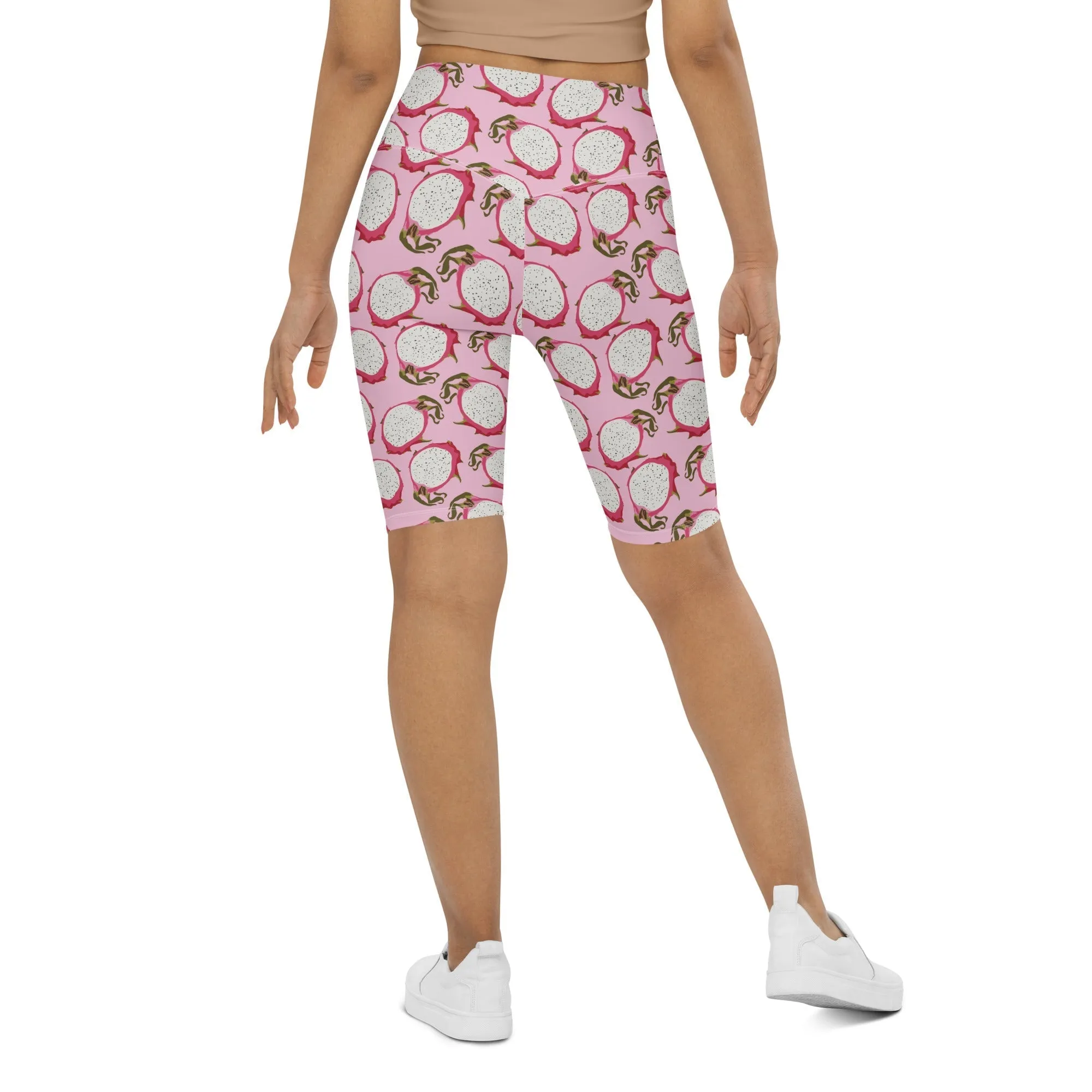 Dragon Fruit Pattern Biker Shorts