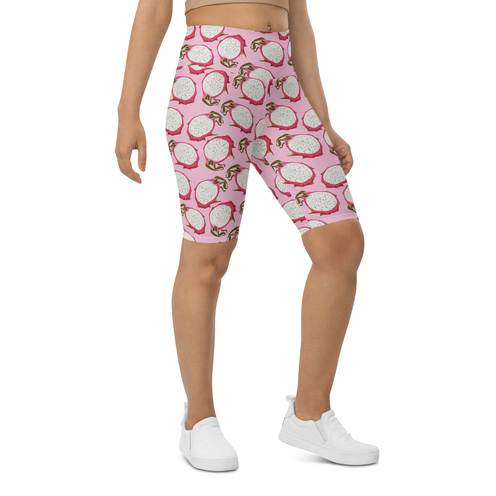 Dragon Fruit Pattern Biker Shorts