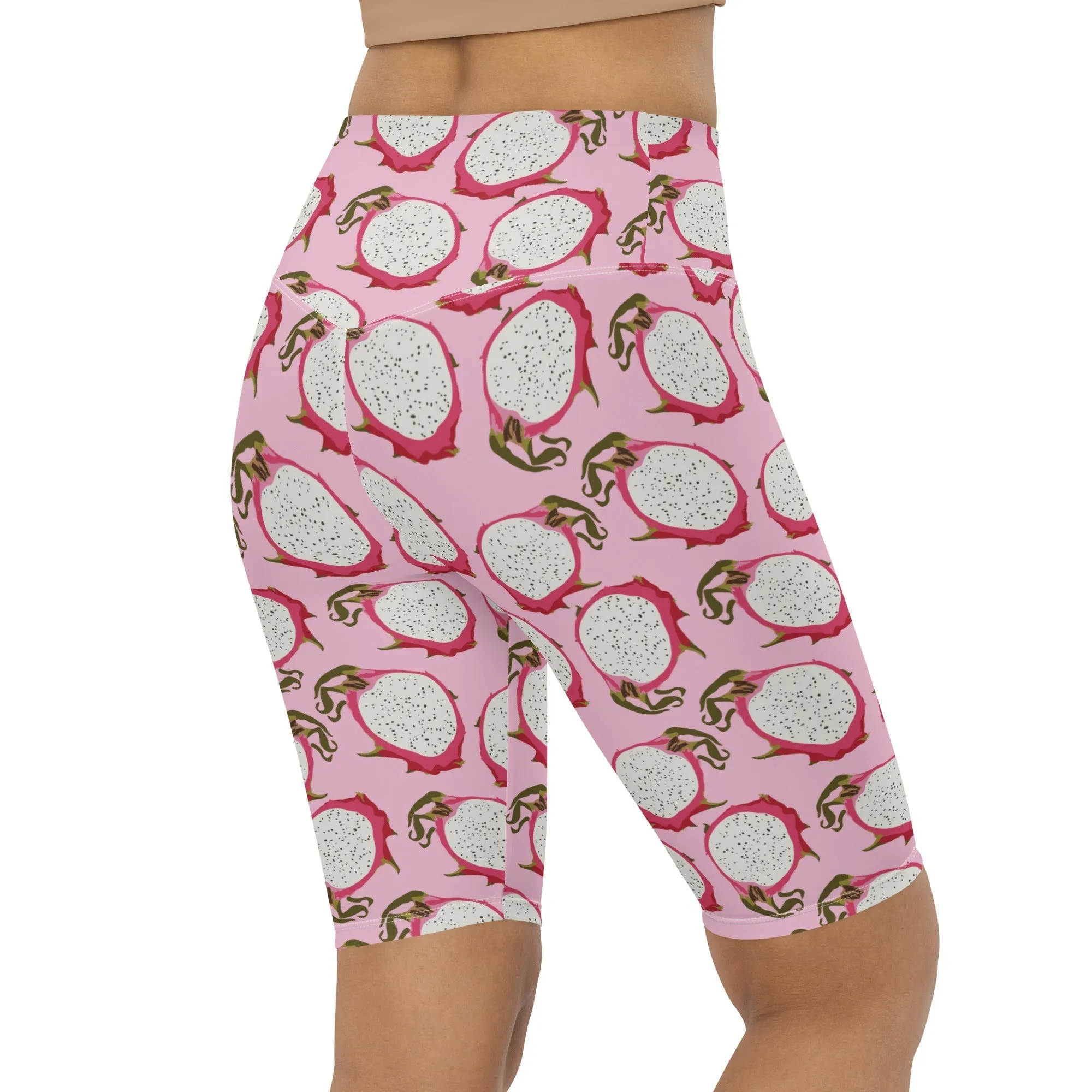 Dragon Fruit Pattern Biker Shorts