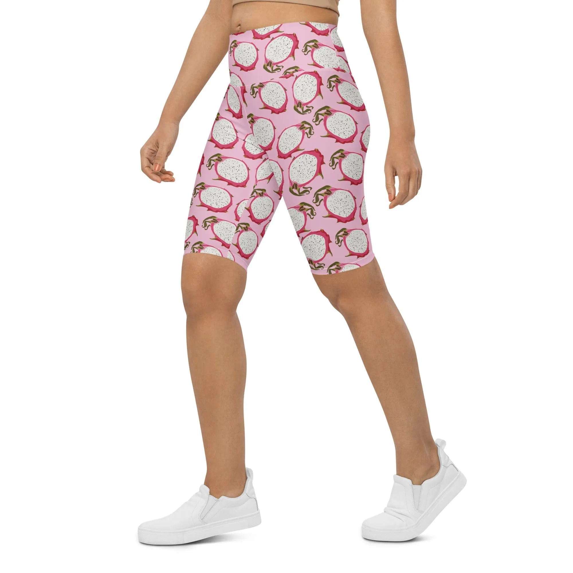 Dragon Fruit Pattern Biker Shorts
