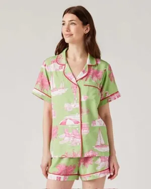 Florida Toile Pajama Set (Green Pink) by Katie Kime