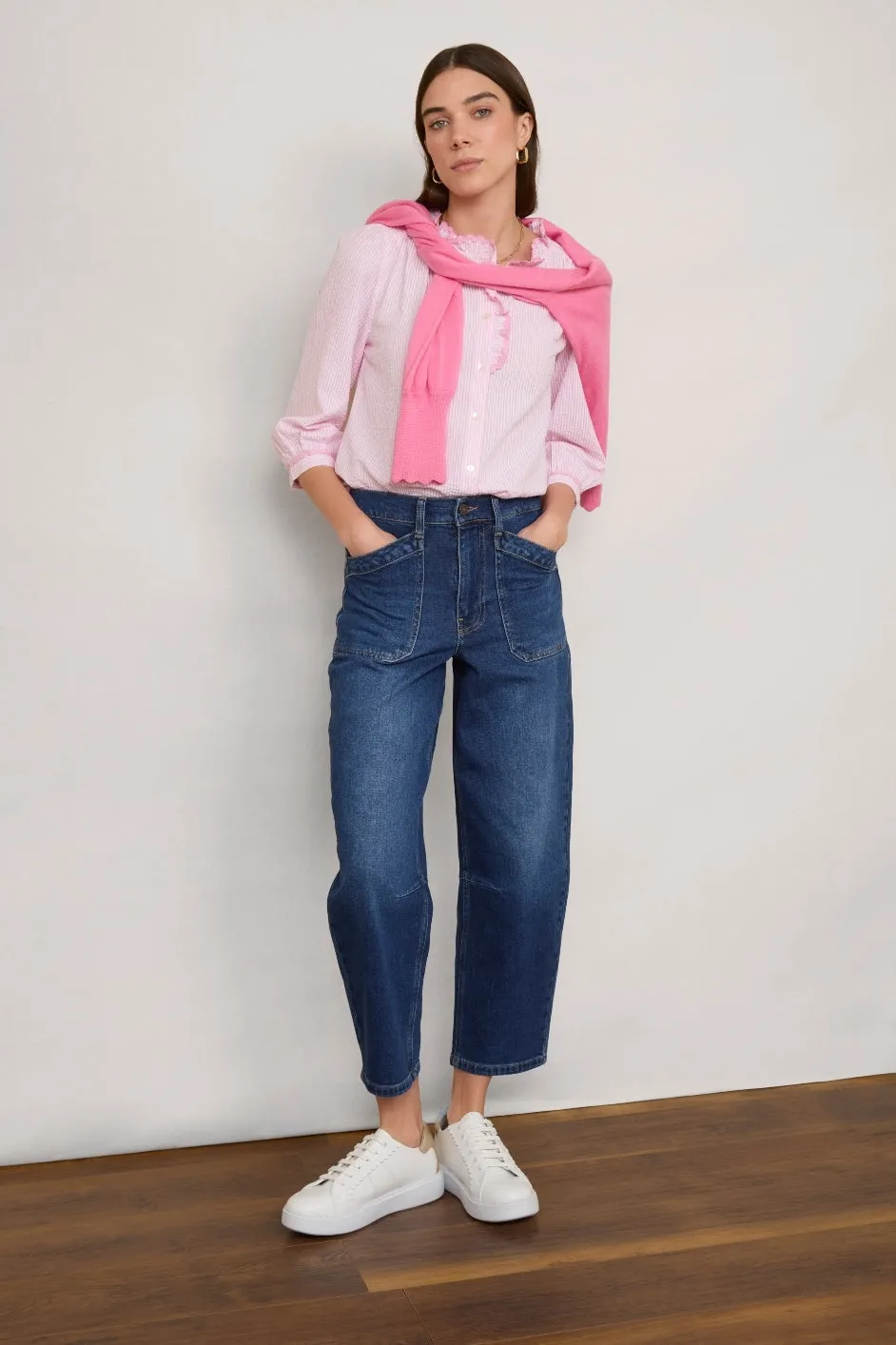Francine Blouse - Pink/Ivory Stripe