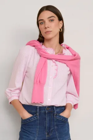 Francine Blouse - Pink/Ivory Stripe