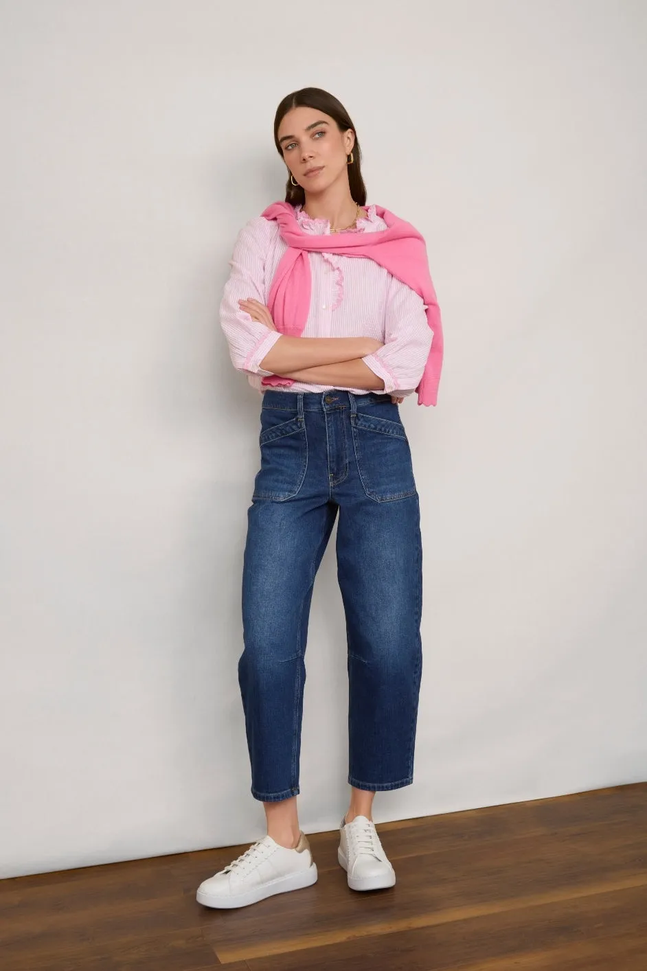 Francine Blouse - Pink/Ivory Stripe