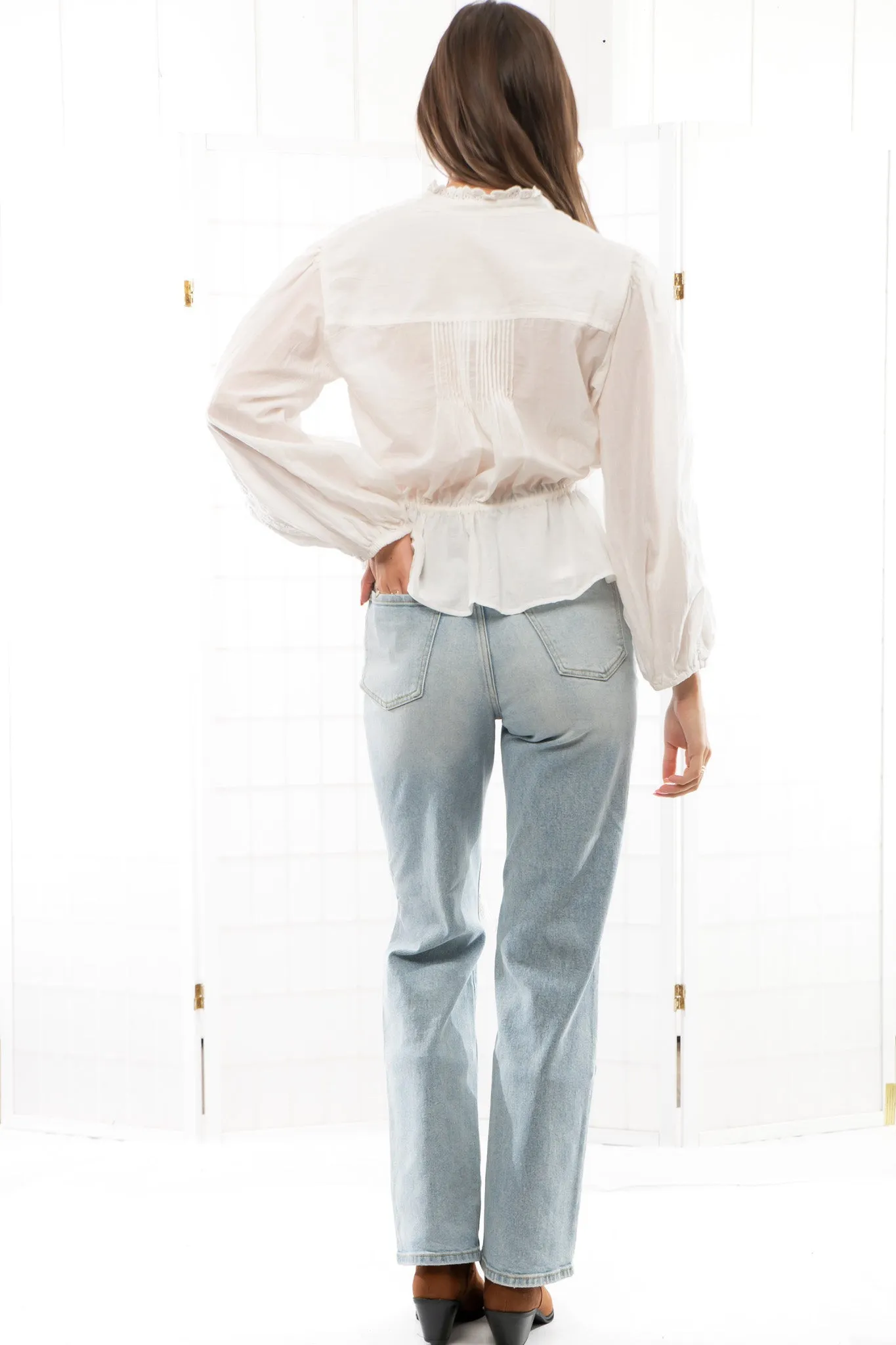 Free People Optic White Best of Me Blouse