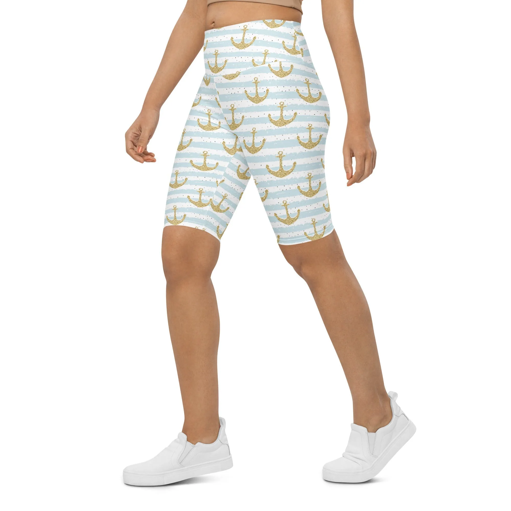 Glittery Anchor Biker Shorts