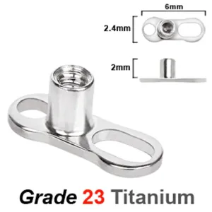 Grade 23 Titanium Dermal Anchor - 2 Holes / 2mm Rise