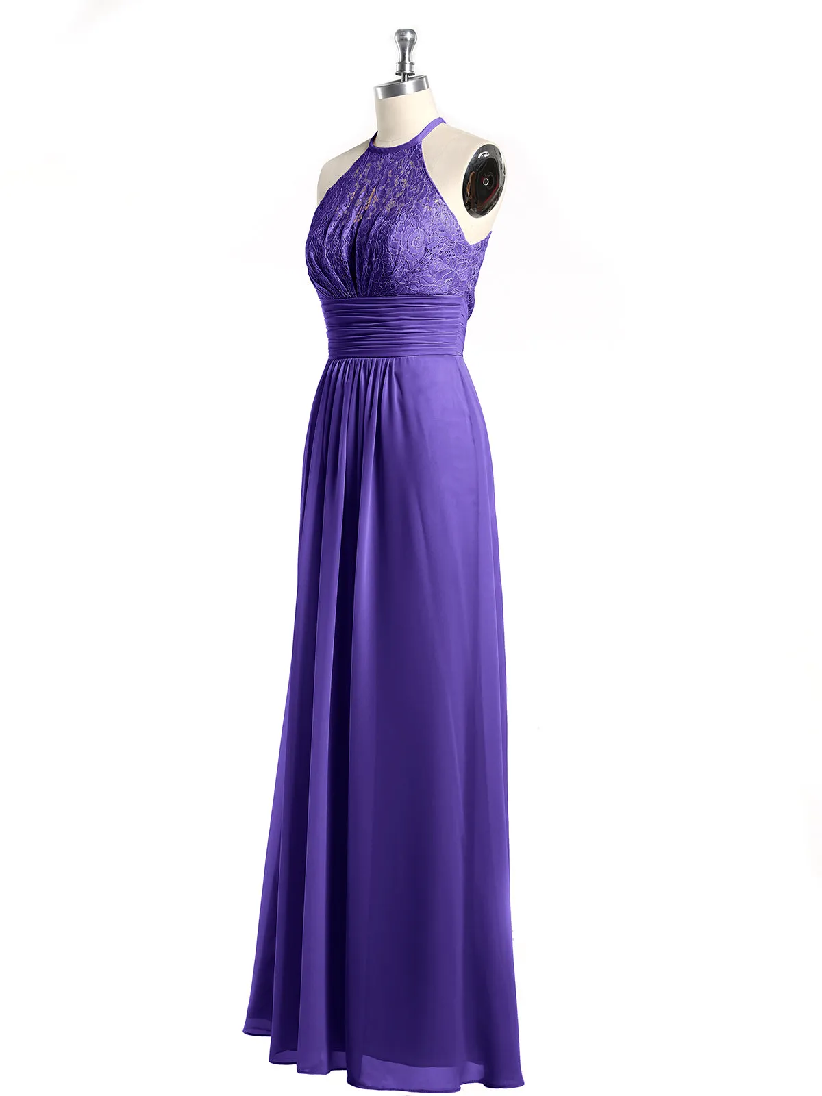 Halter Chiffon And Lace Long Dresses Regency