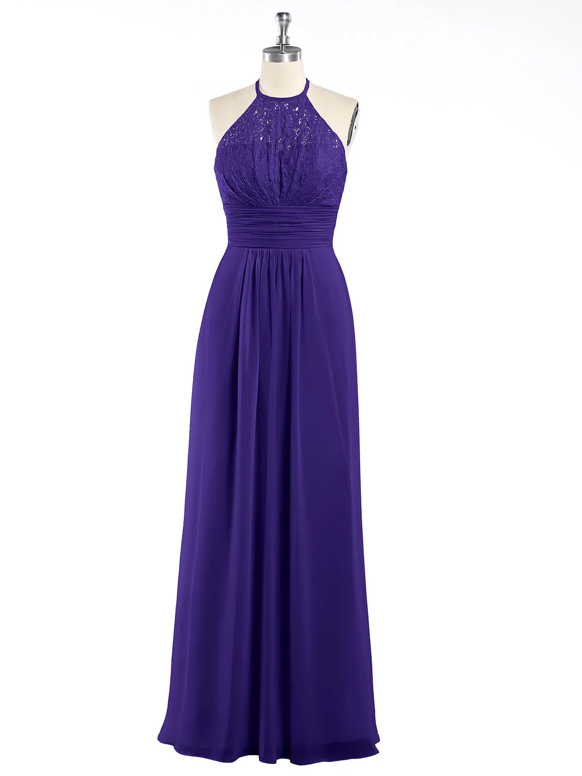 Halter Chiffon And Lace Long Dresses Regency