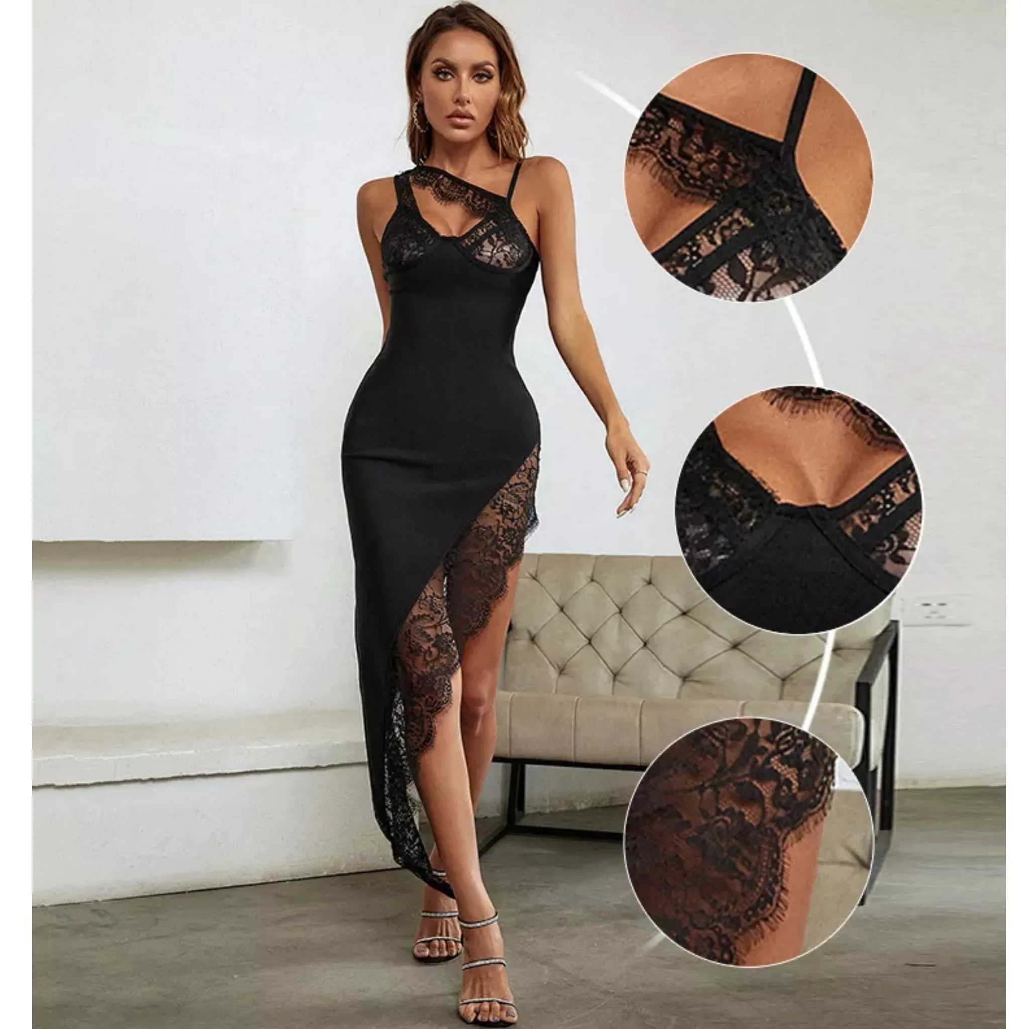 High Slit Lace Dress