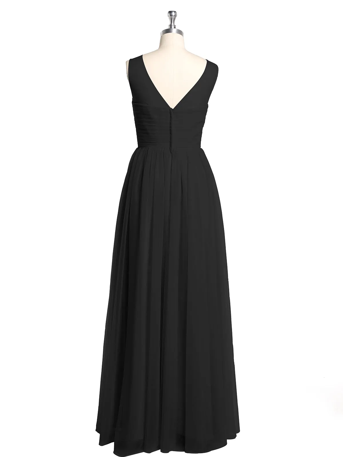 Illusion Neck Cross Tulle Bridesmaid Dresses-Black