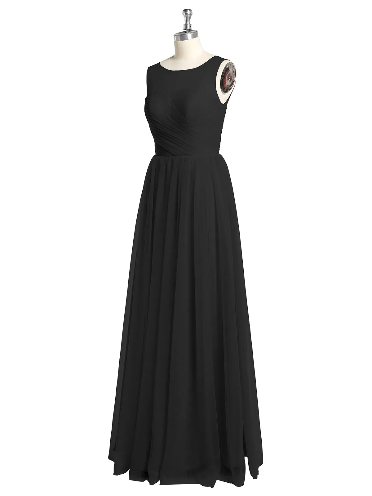 Illusion Neck Cross Tulle Bridesmaid Dresses-Black