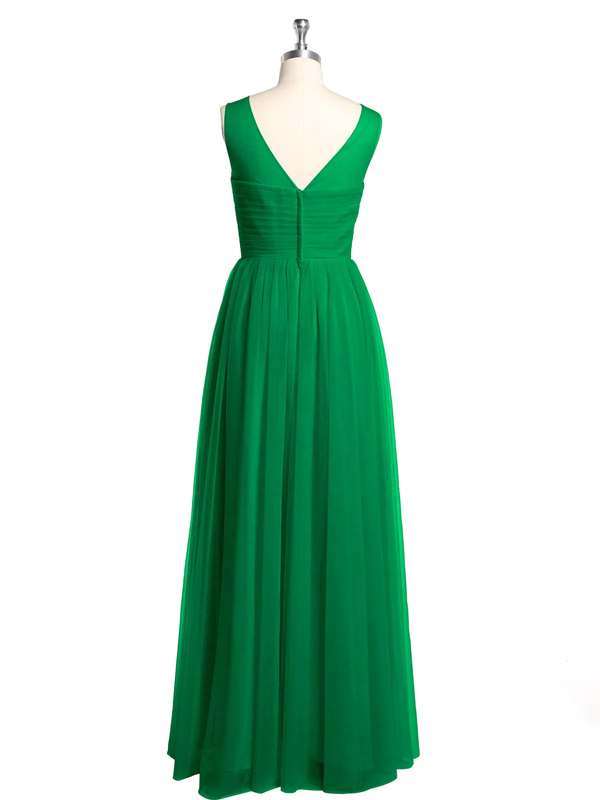 Illusion Neck Cross Tulle Bridesmaid Dresses-Emerald Plus Size
