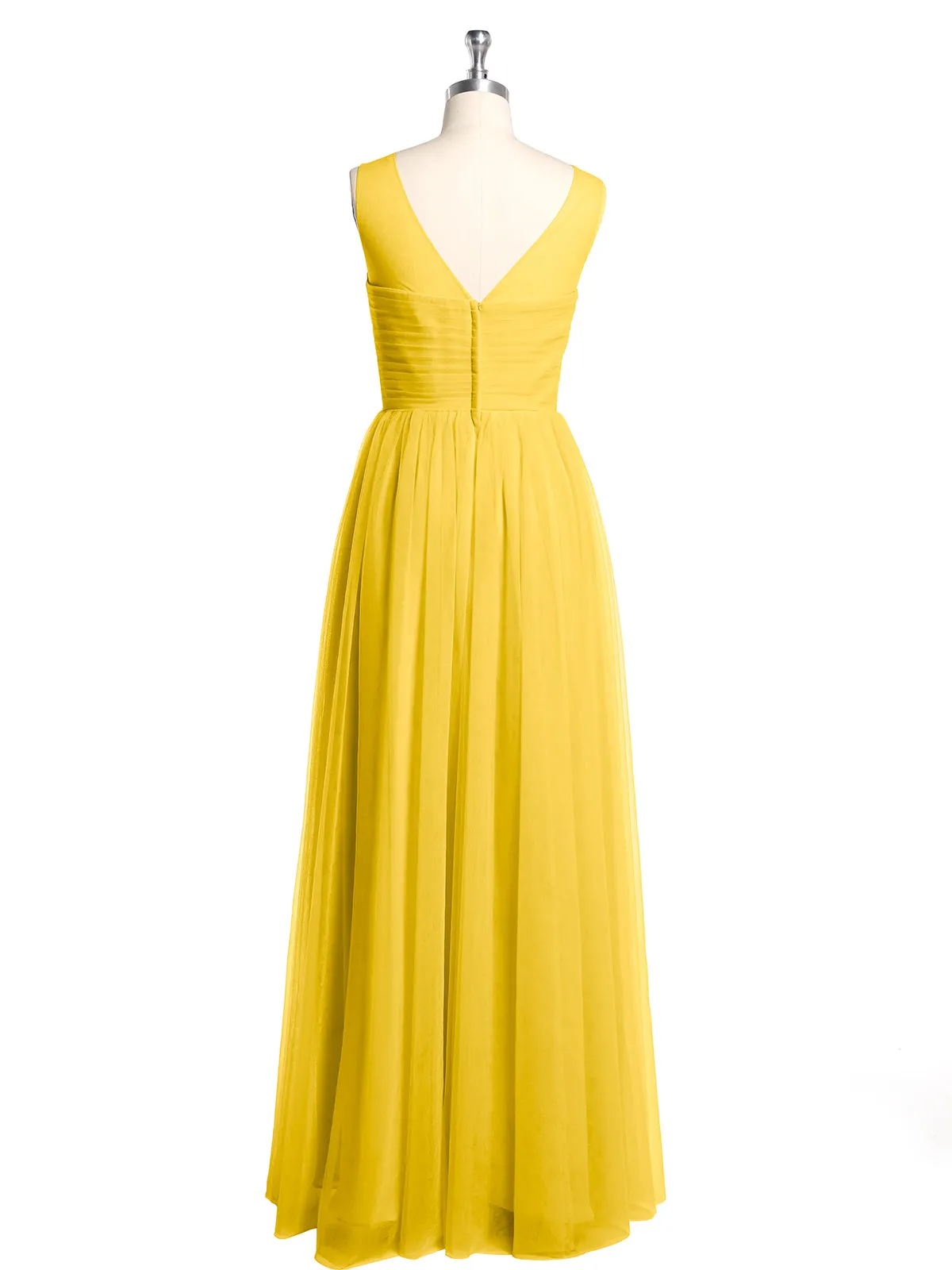 Illusion Neck Cross Tulle Bridesmaid Dresses-Marigold