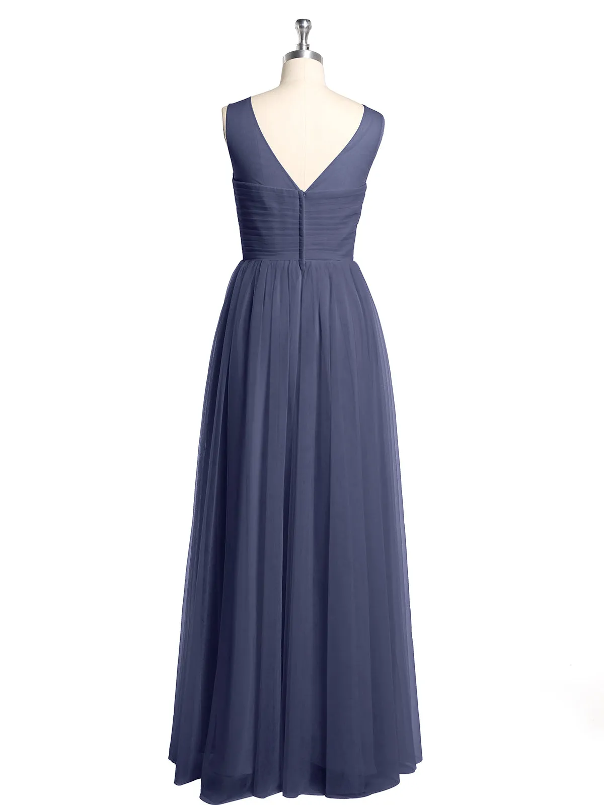 Illusion Neck Cross Tulle Bridesmaid Dresses-Stormy Plus Size