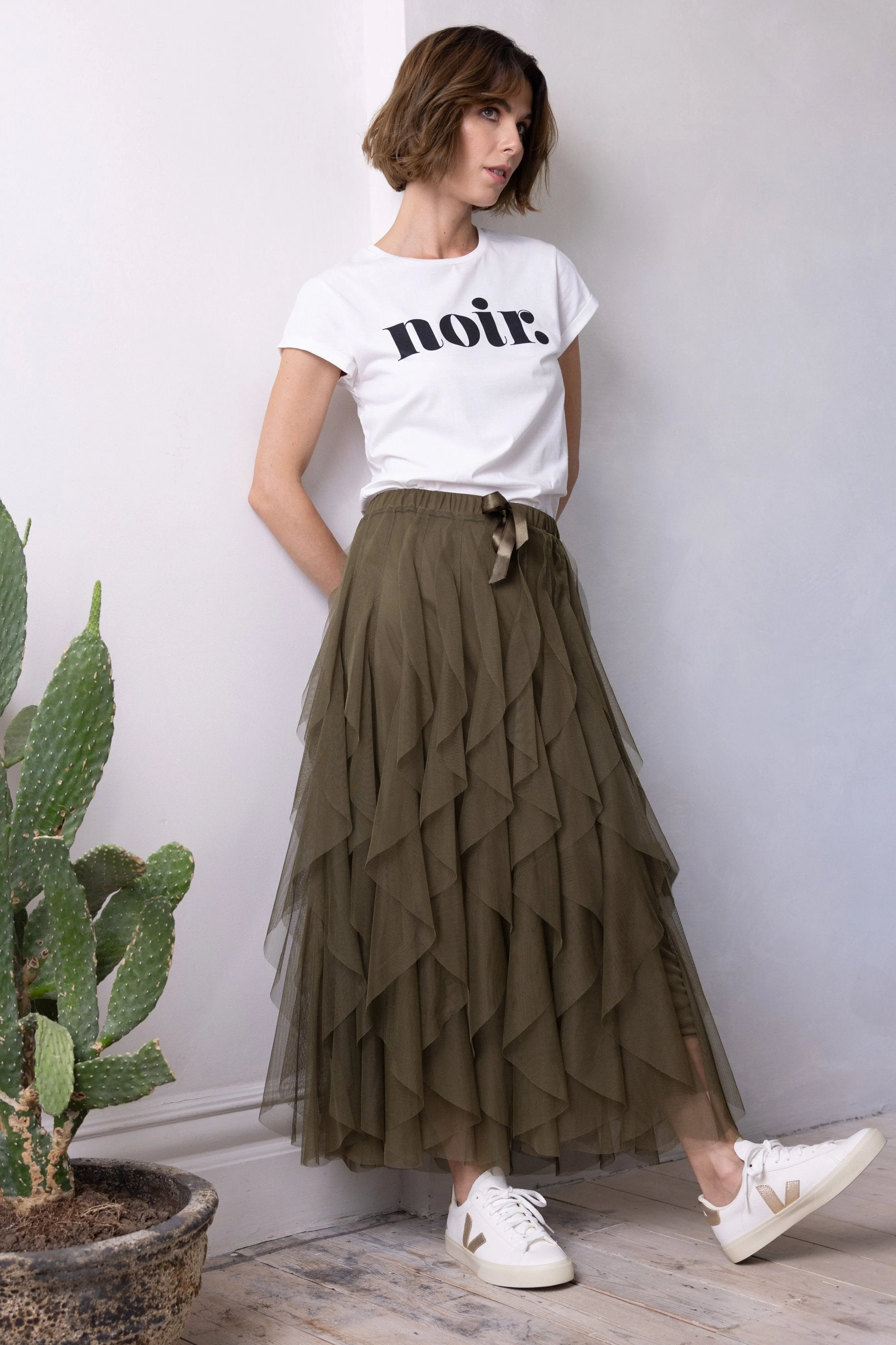 Iris Tulle Maxi Skirt (Olive)